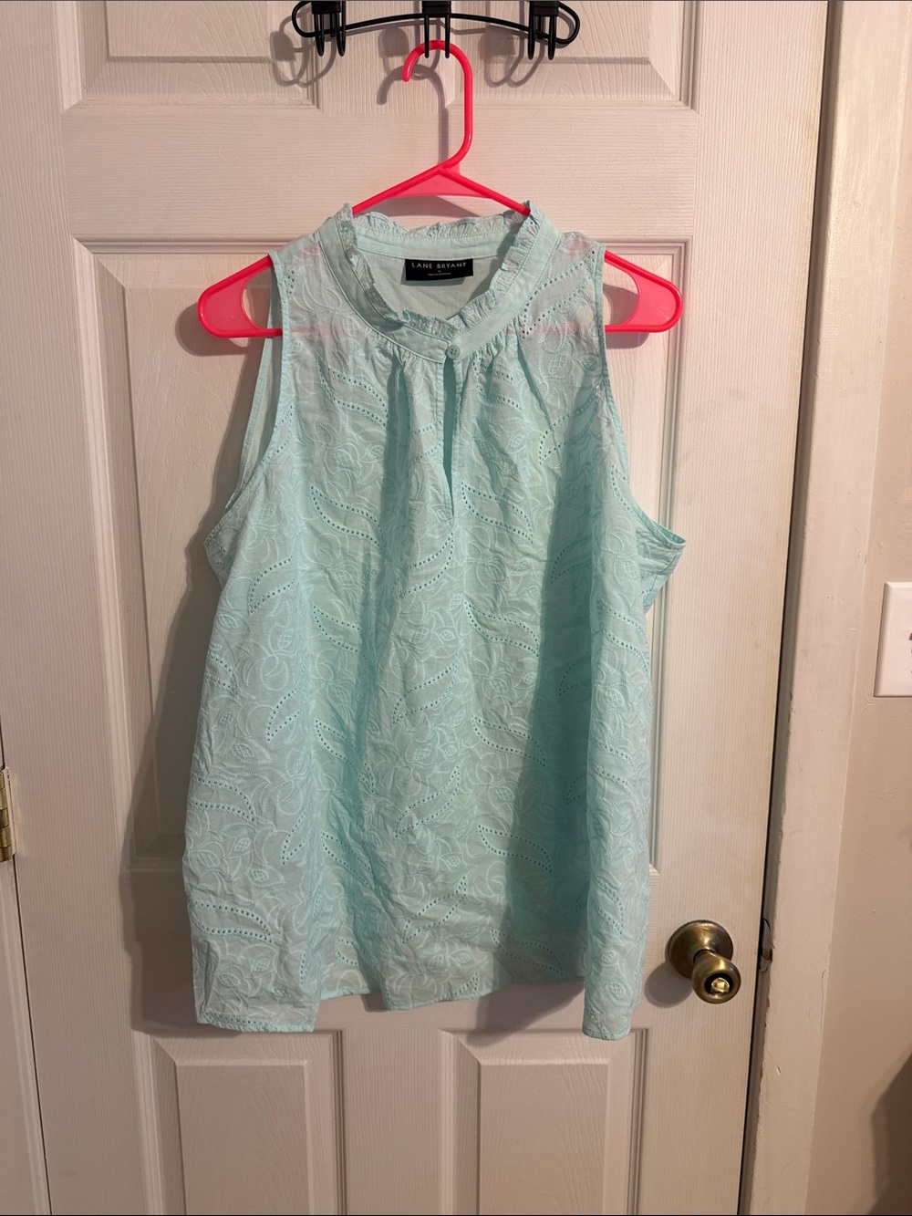 Lane Bryant Mint Eyelet Sleeveless Shell Top